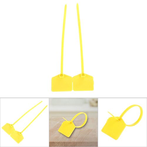 Plastic Zip Ties, 100PCS Self Locking Security Tags, 4.7 Pull Tite Writable Label Marker Ties for Luggage Cable Cord Wire Keychain Organizing (Yellow)