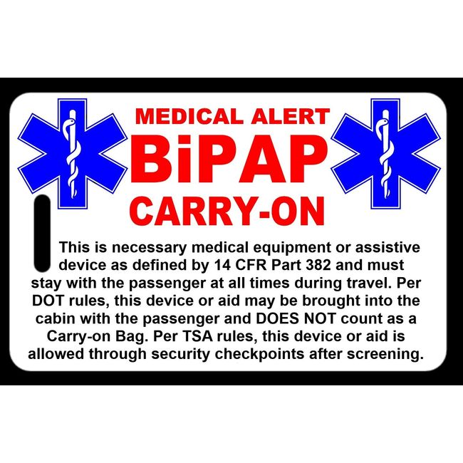 Carry-On BiPAP Bag Tag - TSA - Sleep Apnea