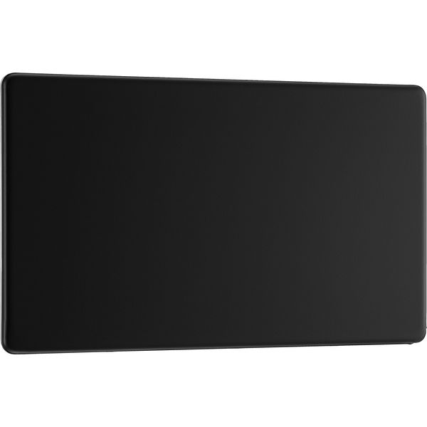 Screwless Flat Plate Matt Black Double Blank Plate