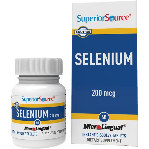 Superior Source Selenium 200 mcg - Immune Health Support Supplement - Selenomethionine Tablets Aid Thyroid Gland Function - Supplement Supports Recycling of Vitamin E - 60 Instant Dissolve Tablets
