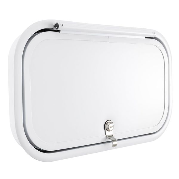 RecPro RV Baggage Compartment Door | 20" W x 11" H | Fiberglass | Rounded Corners | Weather-Tight Seal | Made in America (White)