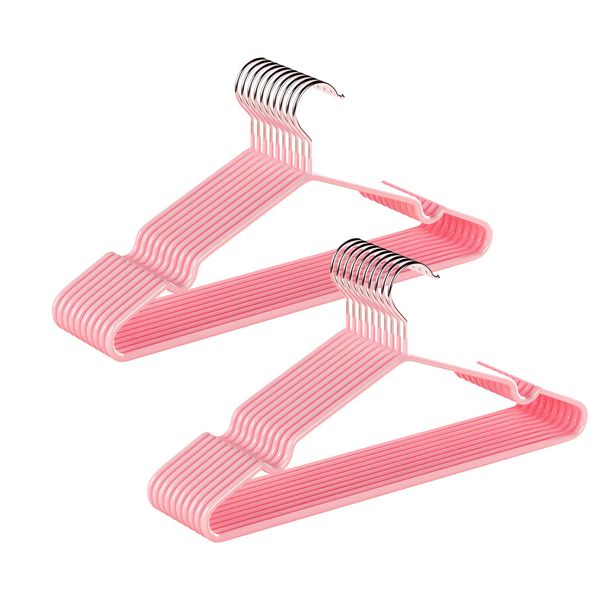 HOSUR Non Slip Hangers, Stylish, Washable, Thin, Non-stick, Anti-slip, Anti-deformation, Clothes Hangers, Set of 20, Hanger (Pink)