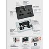 Knightsbridge 13A 2G DP switched socket - matt black with black insert, SFR9000MBB