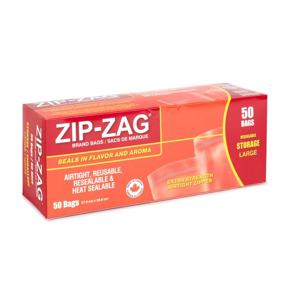 Zip-Zag airtight Bags, resealable, Reusable, Smell Proof Bags, Odor Proof Baggies, Anti-Puncture, Washable, Food Safe, Treated for no Static, for Dry Herbs and Spices (50 half-pound bags)