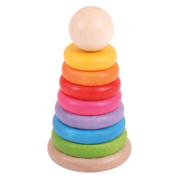 Bigjigs Toys My First Wooden Rainbow Stacker - Stacking Rings