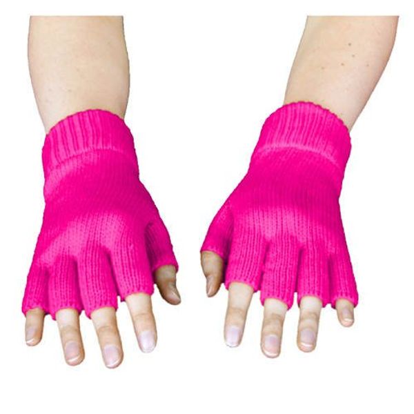 PARTY DISCOUNT Pink Knitted Fingerless Gloves, Knitted Gloves Pink