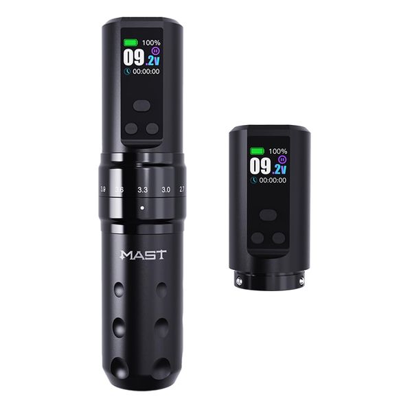 Mast Tattoo Fold2 Pro Wireless Tattoo Gun Rotary Pen Machine, Powerful Motor by Mcore, Smart Display, 7 Strokes Length for Pro Artists (2 batteries)