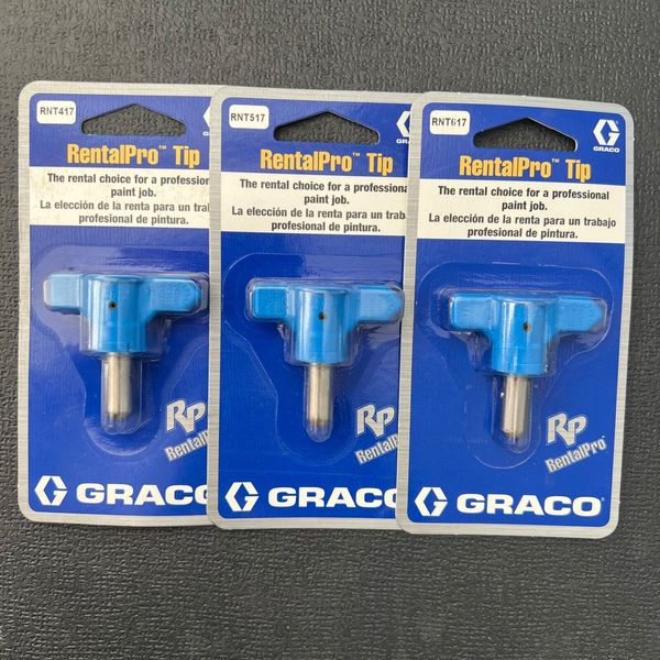 GRACO Reversible Airless Paint Spray Tip Rental Pro RNT 417 517 617 - Blue LOT/3