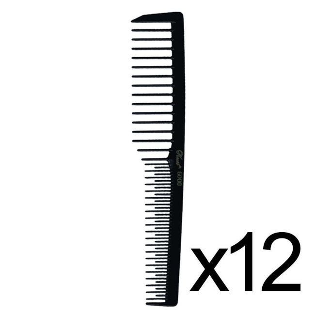 BARBER BEAUTY SALON KREST SPECIALTY HAIR STYLING CUTTING COMB #6000 - 12PC BLACK