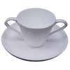 Two Handled White Bone China Cup and Saucer