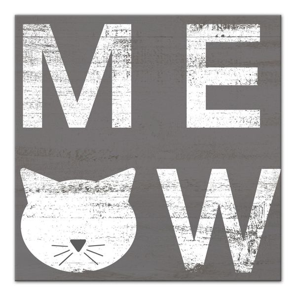 Creative Products Meow Gray 12 x 12 Canvas Wall Art