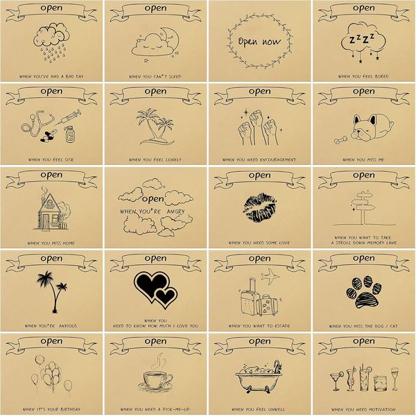 20 Pieces Open When Envelopes Going Away Envelopes Gifts, Romantic Long Distance