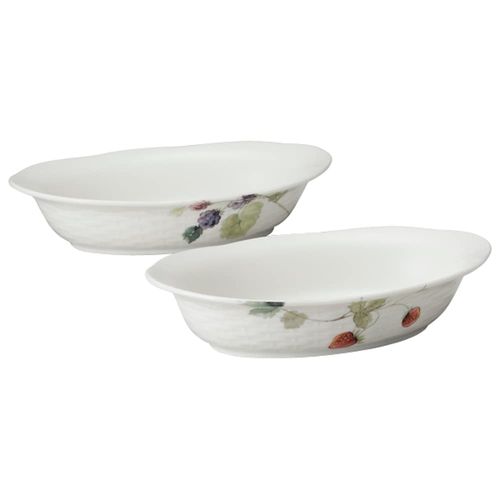 Narumi 41630-33321 Gratin Dish Set, Lucy’s Garden, Long Diameter 8.7 in (22 cm), Set of 2, Microwave Safe, Dishwasher Safe, Oven Safe, Made in Japan