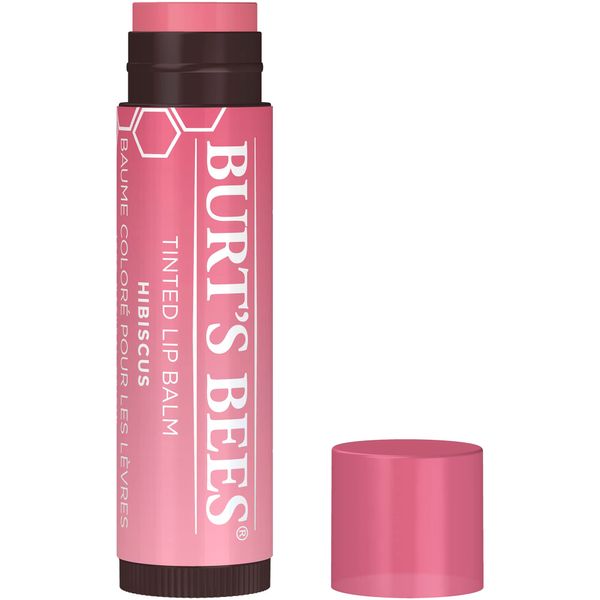 Burt's Bees Tinted Lip Balm Hibiscus, Moisturising Lip Tint With Shea Butter, 100% Natural Origin, 4.25g