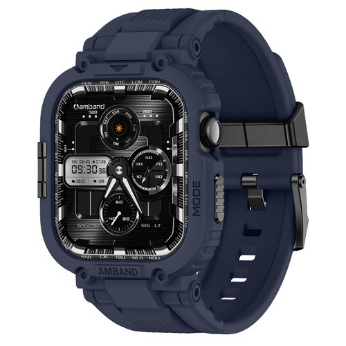 amBand for Series 10 Fits Apple Watch Bands Case 46mm Men, M1 Sport Durable Bumper Compatible with iWatch 46 mm, Waterproof Gym Workout Accessories for Running Swimming Boating - Navy Blue