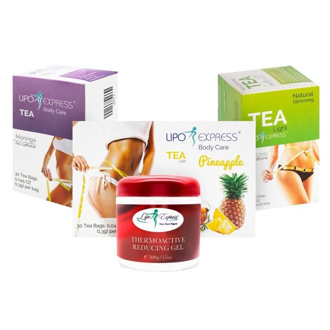 SET Lipo Express 1 Natural Tea + 1 Moringa Tea + 1 Pinapple Tea + 1 Reducing Gel