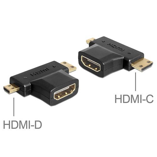 Cablecc Micro HDMI Male Mini HDMI Male to HDMI 1.4 Female 90 Degree 2 in 1 Combo Adapter