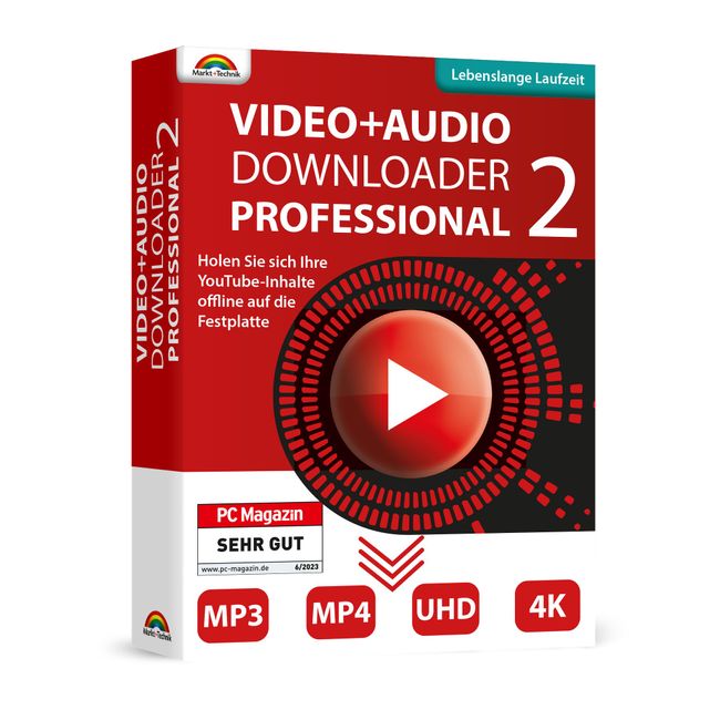 Video und Audio Downloader PRO 2 für YouTube, ARD, ZDF Mediatheken Filme und Musik direkt als MP3 oder MP4 speichern - Lebenslange Laufzeit für Windows 11, 10, 8.1, 7