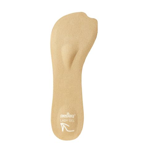 Pedag Lady Gel | Made in Germany | Ultra Thin Gel Insole for High Heels & Pumps | Metatarsal Pad | Heel Pad | Velour Top | Size Medium, US Women 8-10 / EU 38-40 | Tan | 1 Pair