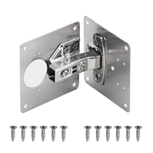 AGIGU Cabinet Hinge Repair Plate - Stainless Steel Kitchen Brackets with Fixing Screw, Concealed Hinge Repair Kit for Cupboard Cabinet Furniture 2PCS