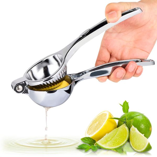 Stainless Steel Lemon Squeezer Manual - Threaded Groove Fresh Lemon Juicer Hand Press Manual Press Heavy Duty for Restaurant, Kitchen - Ergonomic Handle Lemon Press