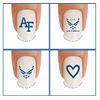 40pc Nail Art Decals WaterSlide Nail Transfers Stickers - Military US Air Force AF Blue Wings Heart Nail Decals - Salon Quality! DIY Nail Accessories