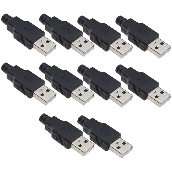 eMagTech 10er Set USB Typ A 4 Pin Stecker Adapter DIY USB Stecker Zubehör