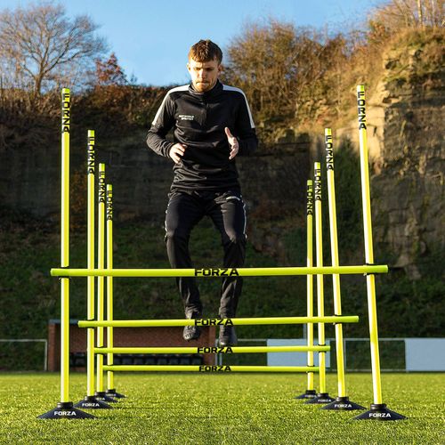 FORZA Adjustable Height Outdoor Hurdle Set 4ft & 5ft | Sports Exercise Equipment | Football Training Equipment | Speed & Agility Training Kit for Men, Women & Kids (5ft, With Ground Spike)