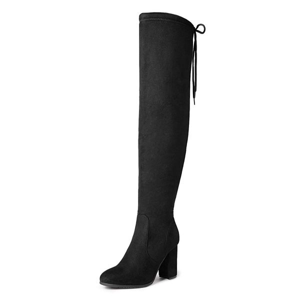 DREAM PAIRS Women's New Shoo Black Over The Knee High Heel