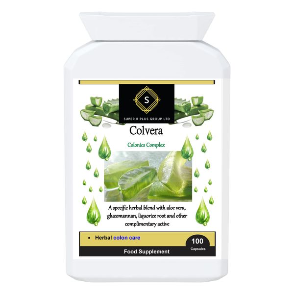 Colvera Colon Cleanse Detox for Constipation, Bloating, Gas Relief, Laxative, Stool Softener, Liver with Aloe Vera, Glucomannan Vegan Supplement 100 Capsules, Super B Plus Group Ltd