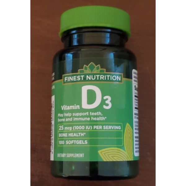 New Sealed Finest Nutrition Vitamin D3 25mcg 100 Softgels Bone Health 4/2025