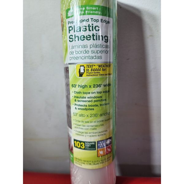 Duck Plastic Sheet Roll Clear Drop Cloth Pre-Taped Heavy Duty Protector Cover