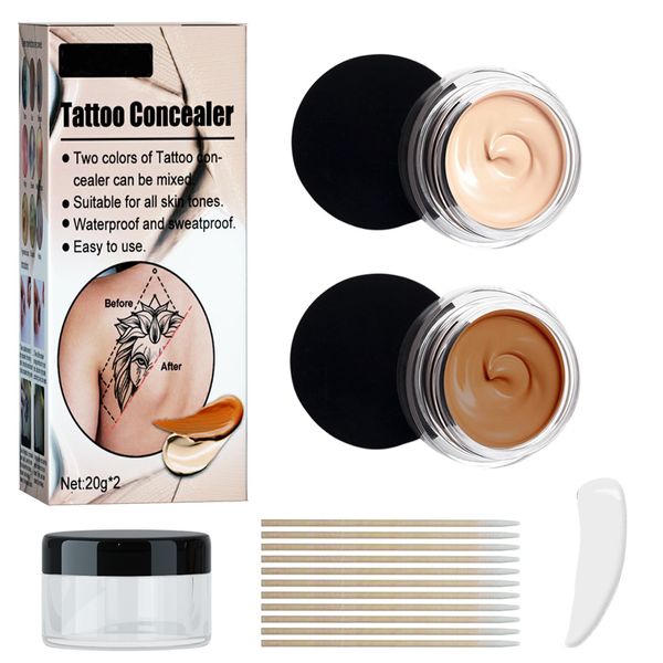 Tattoo Cover up Makeup Waterproof & Sweatproof Tattoo Concealer Full Coverage Body Concealer Hidden Spot Birthmarks Scars for Men and Women