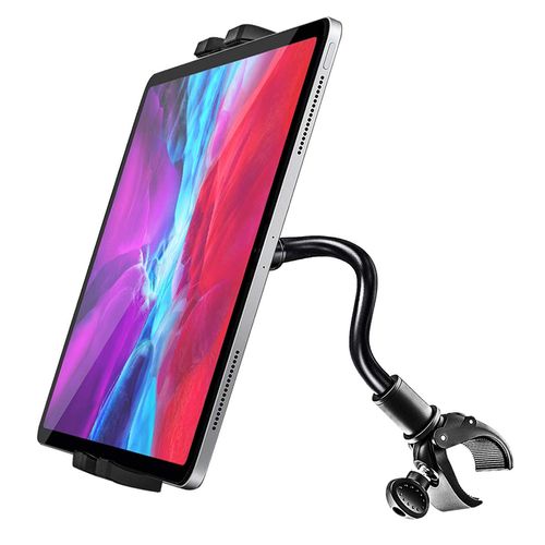 woleyi Gooseneck Spin Bike Tablet Mount, Elliptical Treadmill Tablet Holder, Indoor Peloton Stationary Exercise Bicycle Tablet Clamp for iPad Pro 12.9/Air/Mini, Galaxy Tabs, 4-13" CellPhone or Tablets