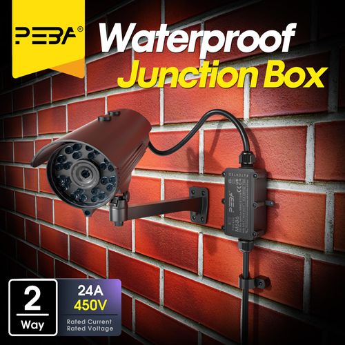 PEBA® IP68 Waterproof Junction Box,Waterproof Cable Connector Outdoor, 2-Way Outdoor Cable Connectors, Wire Connector,Extension Electrical Cable Protector for Cable Diameter Ø4mm-12mm Black(1 Pack)