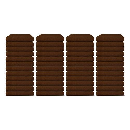 Salon Towels Pack of 48 Super Absorbent Quick Dry Chocolate Brown Hand Towels Medium Size 25x15 Inches Double Stitched 100% Ring Spun Soft Cotton Spa Towels for Gym, Hotel, Home & Pool