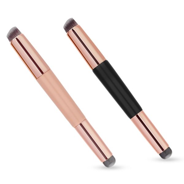 2 Stück Silikon Lippen und Concealer Make-up Pinsel, 2-in-1 Lippenstiftpinsel Doppelköpfiger Kleiner Highlight Pinsel Multifunktionaler Pinsel für Lippenstifte, Creme-Rouge, Nagelverblendung