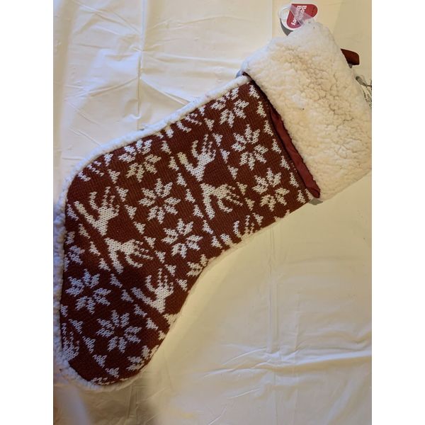 Boots & Barkley Christmas Stocking Pet Dog Cat Red White Knit Sweater Pattern