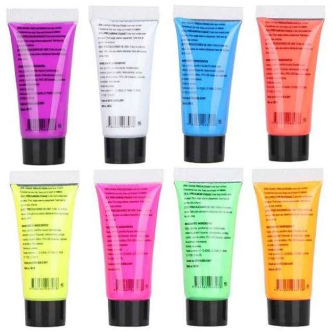 Face Painting 8 Pieces 10ml Body Paint Fluorescent Party Halloween Makeup Cosplay Flash Light Shield Color Glow