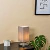Modern Square Polished Chrome Touch Table Lamp with a Grey Shade