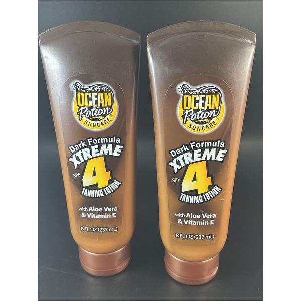 2 X Ocean Potion Suncare Dark Formula Xtreme Tanning Lotion Spf 4, 8 Fl Oz