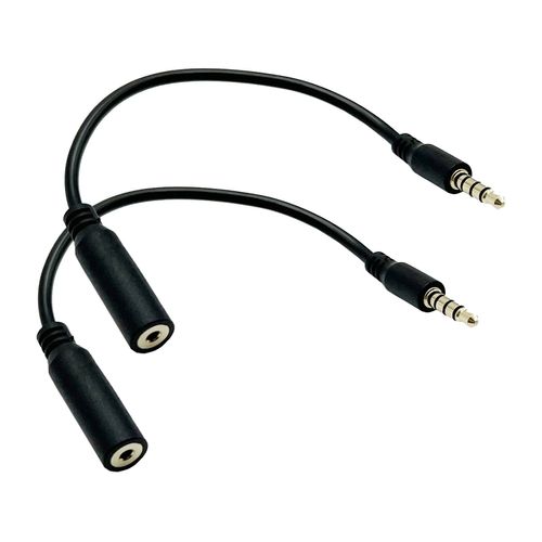 Seadream 2.5mm Female to 3.5 mm Male 4 Poles Audio Cable 6 inch 4-Pole 3.5 mm Male to 2.5 mm Female Headset Audio Adapter Cable Extender Stereo Jack,Gold Plated(2Pack)