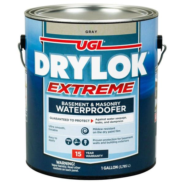 DRYLOK Extreme Concrete Sealer 1 Gallon Masonry Waterproofer Gray Flat Latex