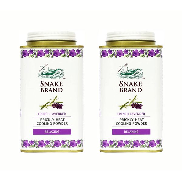 SNAKE BRAND Prickly Heat Cooling Body Powder Relaxing Lavender 140g (2-Pack)