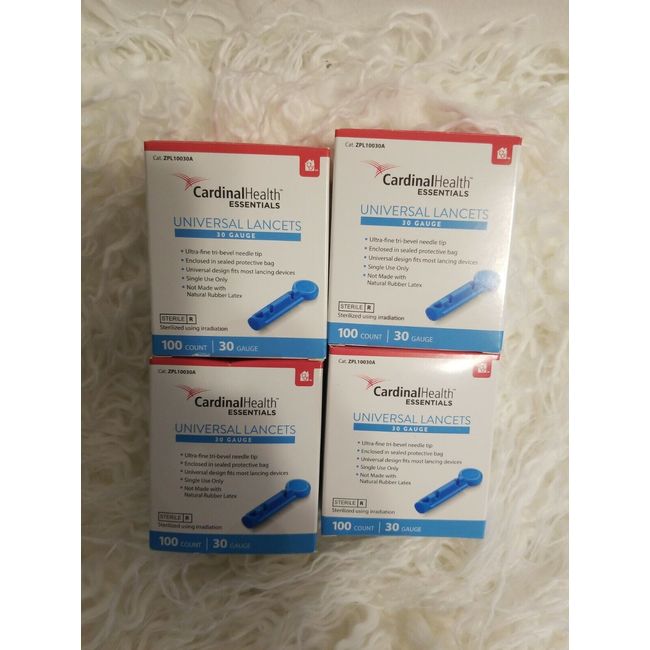 4-NEW Boxes Universal Lancets 30 Gauge Cardinal Health 400 ct