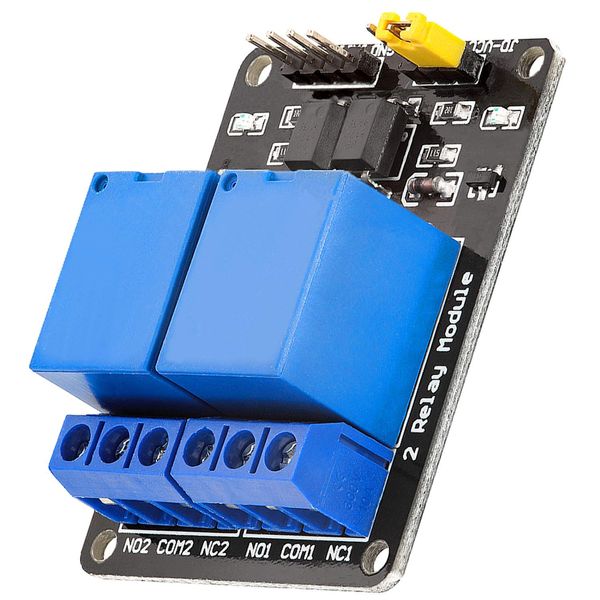 AZDelivery 2 Channel Relay Module DC 5V with Optocoupler Low-Level Trigger Relay Shield Board Compatible with Arduino and Raspberry Pi Including E-Book!