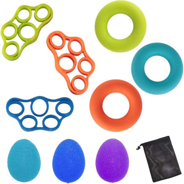 Rakuten Ranking #1 Finger Rehabilitation Grip Strength Training Set of 9 Hand Grips Egg-Shaped Exercise Balls (Multicolor)