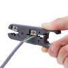 Multi-functional tool with round cable stripper, cable cutter, flat cable stripper, rotating blade adjustable to fit different insulation thicknesses