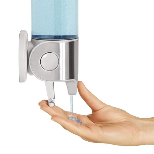 simplehuman Single Wall Mount Shower Pump, 15 fl. oz. Shampoo and Soap Dispenser, Stainless Steel