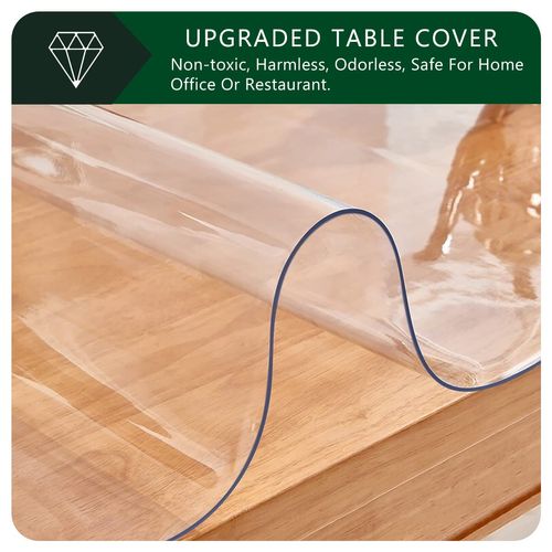 12x72 Inch Rectangle Clear PVC Table Cover Protector Non-Slip Crystal Plastic Table Pads 1.5mm Thick Waterproof Vinyl Table Top Protector Mat for Coffee Table Dining Table Writing Desk Heat Resistant